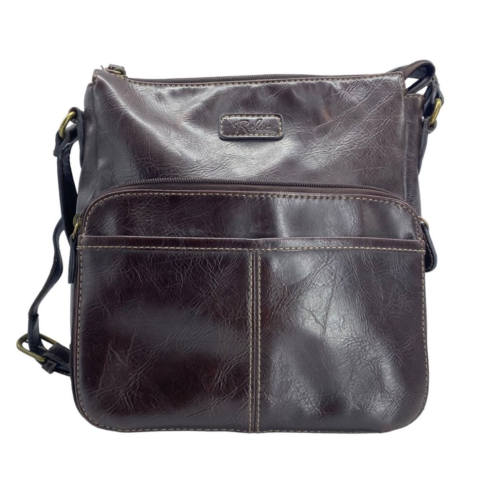 Relic Leather Crossbody Shoulder Bag Purse Brown‎ Classic Medium Everday